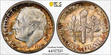 1948-S 10C MS67+ FB