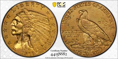 1911-D $2.50 Weak D N1