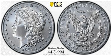 2021-CC Privy $1 Morgan Dollar 100th Anniversary MS70