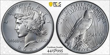2021 $1 Peace Dollar 100th Anniversary MS69