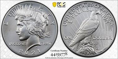 2021 $1 Peace Dollar 100th Anniversary First Strike MS70