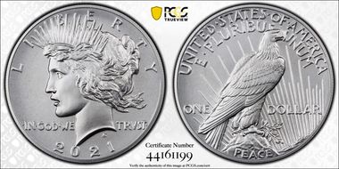 2021 $1 Peace Dollar 100th Anniversary First Strike MS70