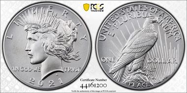 2021 $1 Peace Dollar 100th Anniversary First Strike MS70