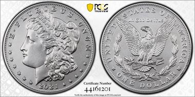 2021 $1 Morgan Dollar 100th Anniversary First Strike MS70