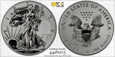 2021-W $1 Silver Eagle Rev PR - Type 1 Designer Edition PR70