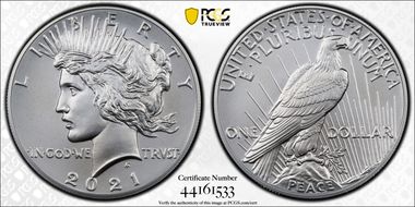 2021 $1 Peace Dollar 100th Anniversary First Strike MS69
