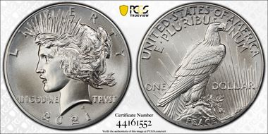 2021 $1 Peace Dollar 100th Anniversary First Strike MS70
