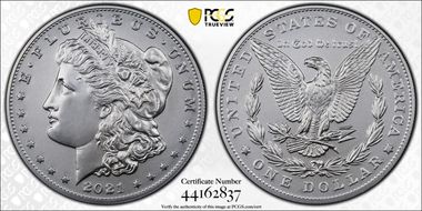 2021 $1 Morgan Dollar 100th Anniversary First Strike MS70