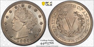 1883 5C No CENTS MS66