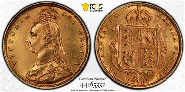 1887-M 1/2 Sov S-3870A Close JEB MS61