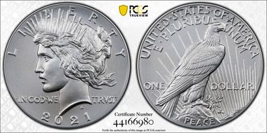 2021 $1 Peace Dollar 100th Anniversary First Strike MS70