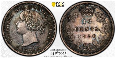 1858 10C Plain Edge SP64