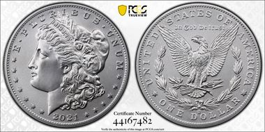 2021-O Privy $1 Morgan Dollar 100th Anniversary MS70