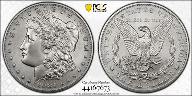 2021-CC Privy $1 Morgan Dollar 100th Anniversary First Strike MS70