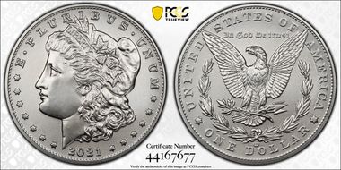 2021-CC Privy $1 Morgan Dollar 100th Anniversary First Strike MS70