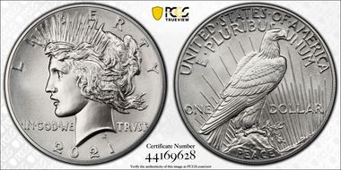 2021 $1 Peace Dollar 100th Anniversary First Strike MS70