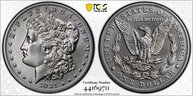 2021 $1 Morgan Dollar 100th Anniversary MS70