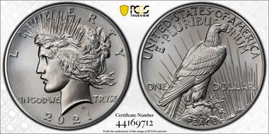 2021 $1 Peace Dollar 100th Anniversary MS69