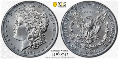2021-CC Privy $1 Morgan Dollar 100th Anniversary First Strike MS70