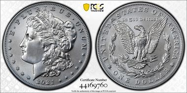 2021 $1 Morgan Dollar 100th Anniversary First Strike MS70