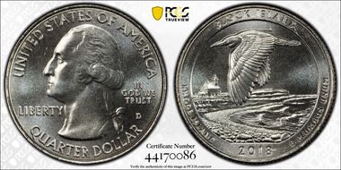 2018-D 25C Block Island NP MS67