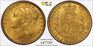 1872-M Sov S-3854 Shield MS62