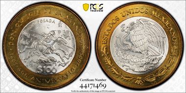 2005-Mo 100 P 400th Ann Don Quijote KM-705  Ag / AlBr MS67