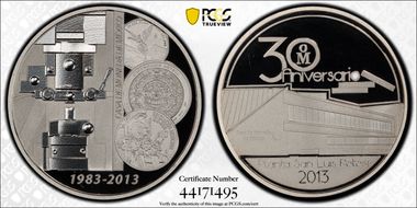 2013-Mo Medal San Luis Potosi Plant Ag 30th Anniversary PR69DCAM