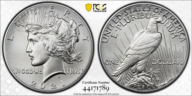 2021 $1 Peace Dollar 100th Anniversary MS69