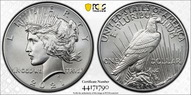 2021 $1 Peace Dollar 100th Anniversary MS70