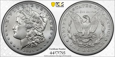 2021 $1 Morgan Dollar 100th Anniversary MS70