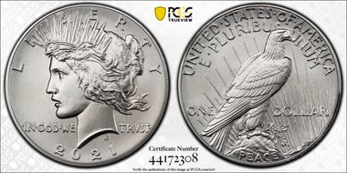2021 $1 Peace Dollar 100th Anniversary First Strike MS70