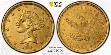 1839-C $5 AU53