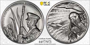 (2021-P) Medal U.S. Air Force Matte 2.5oz Ag MS70