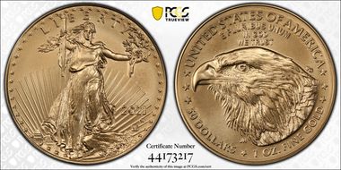 2021-W $50 Burnished Gold Eagle - Type 2 First Strike SP70