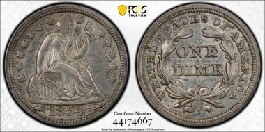 1854 10C AU58
