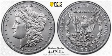 2021-CC Privy $1 Morgan Dollar 100th Anniversary First Strike MS70
