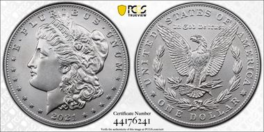 2021 $1 Morgan Dollar 100th Anniversary First Strike MS70