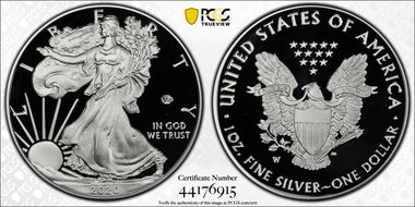 2020-W  $1 Silver Eagle - v75 Privy PR70DCAM
