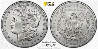 2021-CC Privy $1 Morgan Dollar 100th Anniversary MS70
