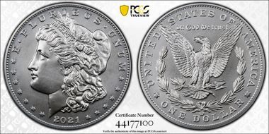 2021-CC Privy $1 Morgan Dollar 100th Anniversary First Strike MS70