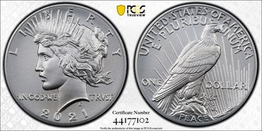 2021 $1 Peace Dollar 100th Anniversary First Strike MS70