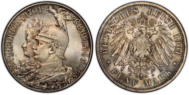 1901 5 Mk 200 Years J-106 KM-526  Ag MS66