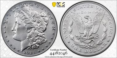 2021 $1 Morgan Dollar 100th Anniversary First Strike MS70