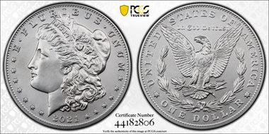 2021 $1 Morgan Dollar 100th Anniversary First Strike MS70