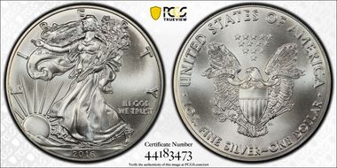 2016 $1 Silver Eagle  30th Anniversary MS67