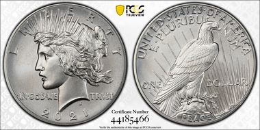 2021 $1 Peace Dollar 100th Anniversary MS70