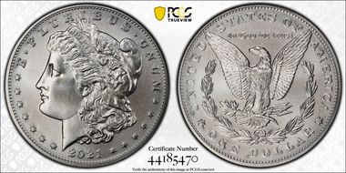 2021 $1 Morgan Dollar 100th Anniversary MS70