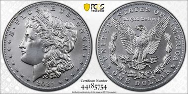 2021 $1 Morgan Dollar 100th Anniversary MS70