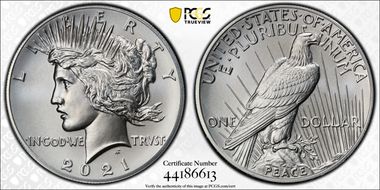 2021 $1 Peace Dollar 100th Anniversary First Strike MS69